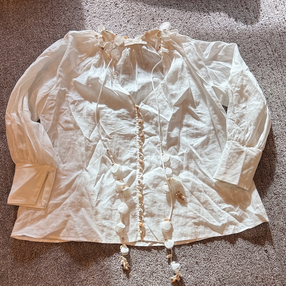 Zimmermann Cream Women's Jacket with Lace Details